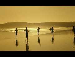 On the beach during the game